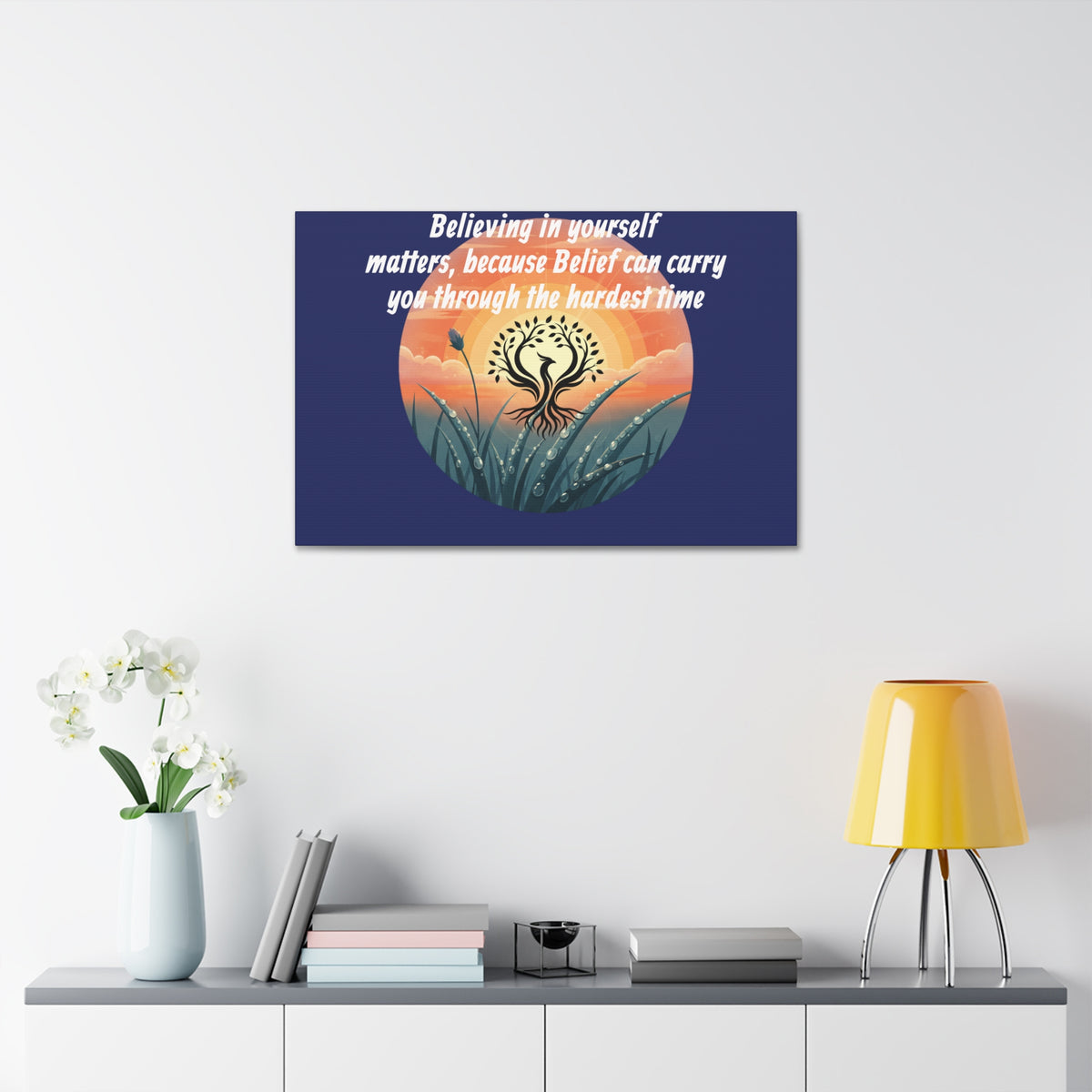 Inspirational Phoenix Sunrise Canvas Stretched 1.5" | Motivational Quote Wall Art