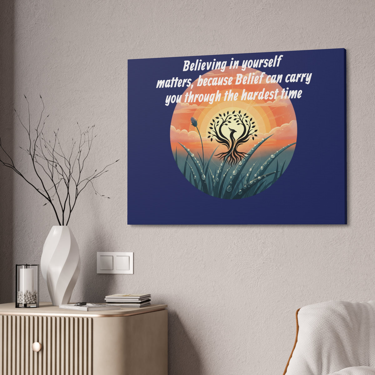 Inspirational Phoenix Sunrise Canvas Stretched 1.5" | Motivational Quote Wall Art