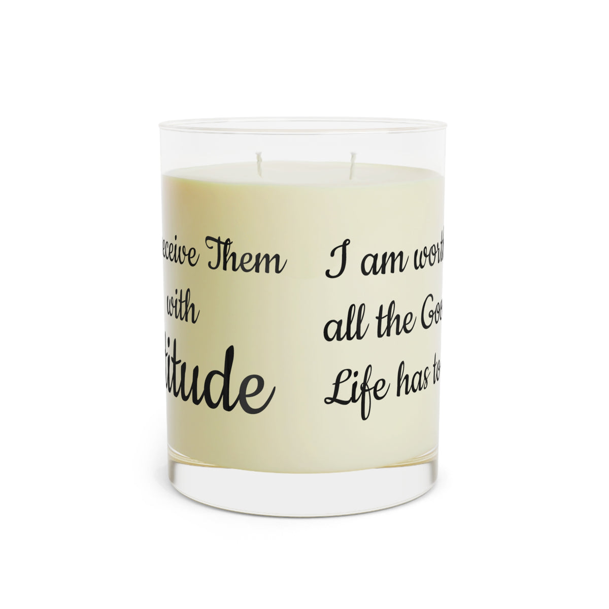 Inspirational Gratitude Quote Candle | 11oz Glass Scented Candle