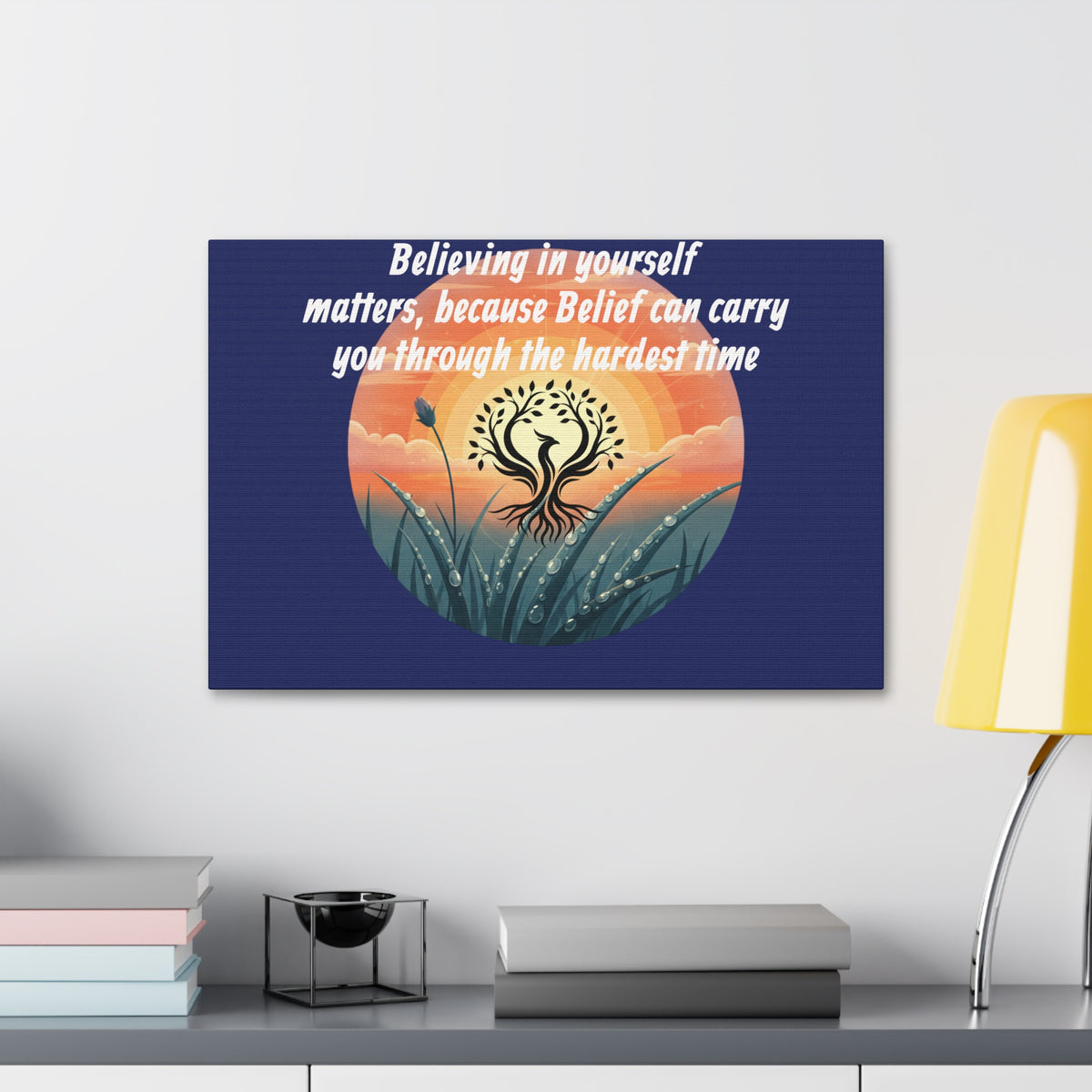 Inspirational Phoenix Sunrise Canvas Stretched 1.5" | Motivational Quote Wall Art