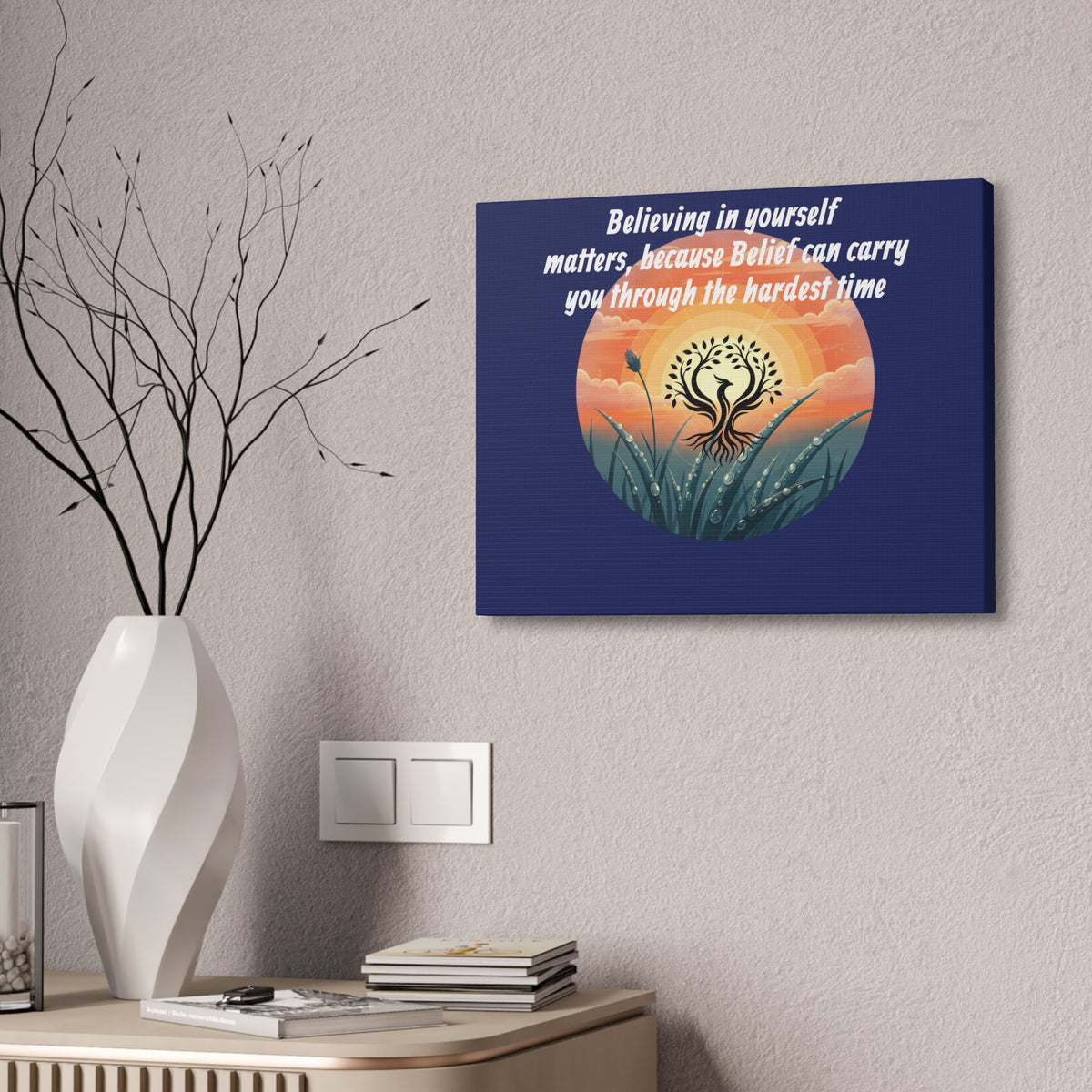 Inspirational Phoenix Sunrise Canvas Stretched 1.5" | Motivational Quote Wall Art