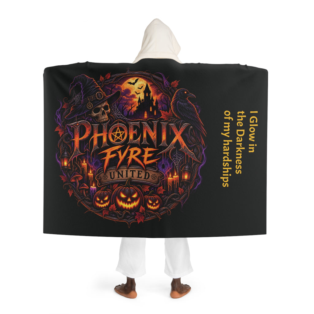 Hooded "I glow in the darkness of my hardships" Sherpa Fleece Blanket