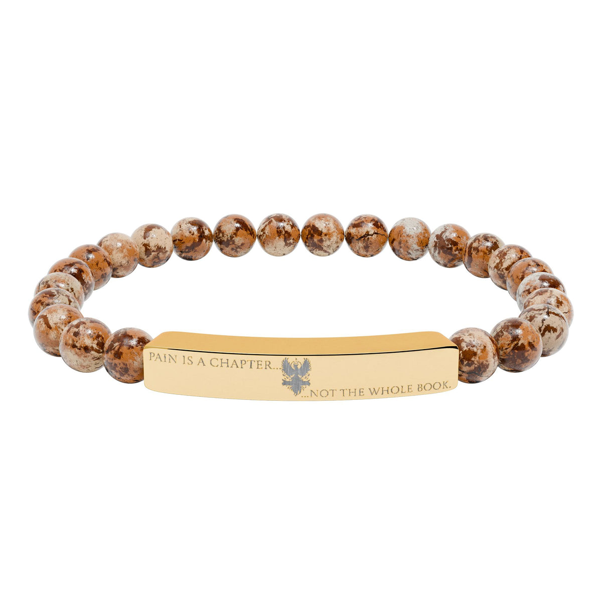 Engravable Natural Stone Bar Bracelet (JH) | Stretch Bead Bracelet