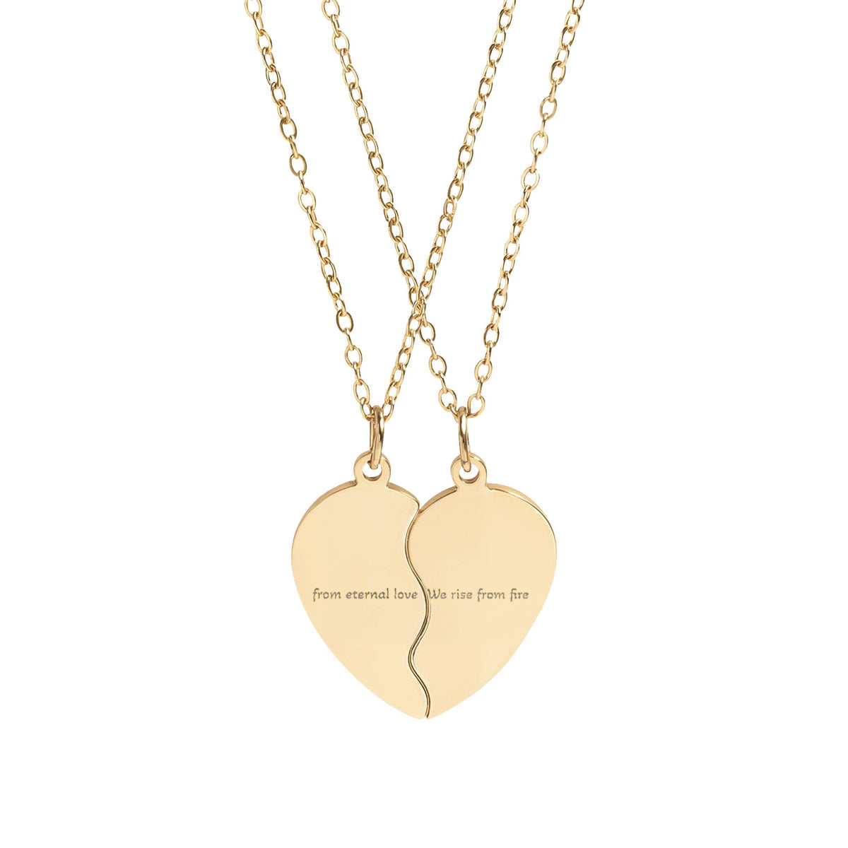 Break Apart Heart Necklace Set (Engraving)