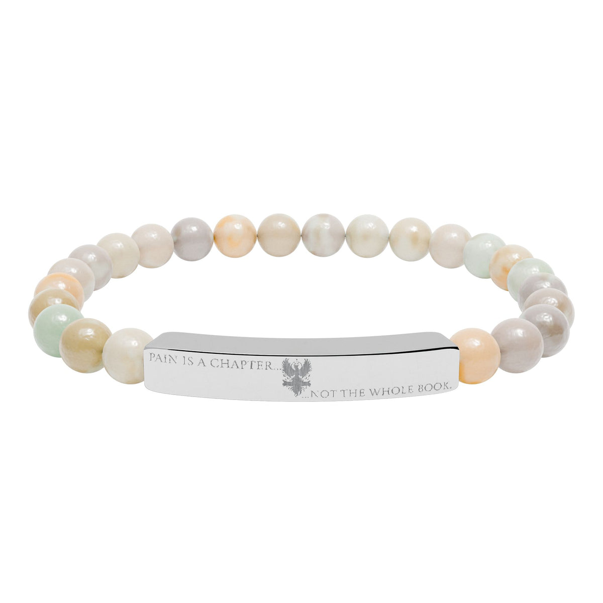 Engravable Natural Stone Bar Bracelet (JH) | Stretch Bead Bracelet