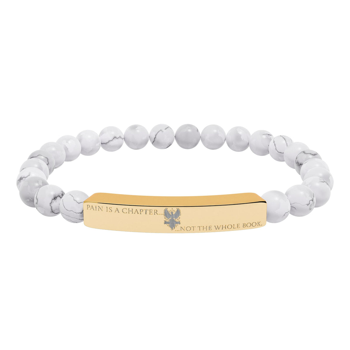 Engravable Natural Stone Bar Bracelet (JH) | Stretch Bead Bracelet