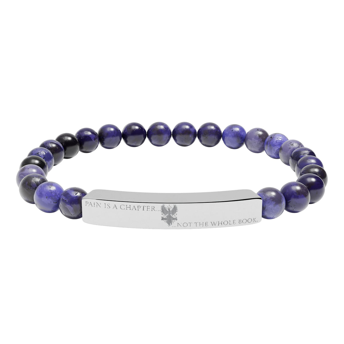Engravable Natural Stone Bar Bracelet (JH) | Stretch Bead Bracelet
