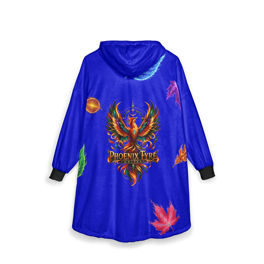 hooded blanket (JH) | blue fall leaves, inspirational text
