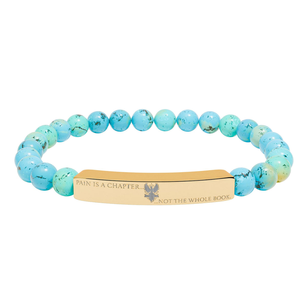 Engravable Natural Stone Bar Bracelet (JH) | Stretch Bead Bracelet