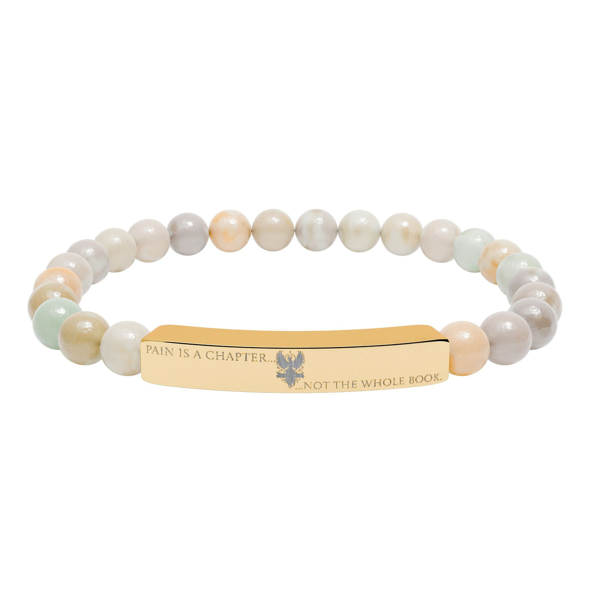 Engravable Natural Stone Bar Bracelet (JH) | Stretch Bead Bracelet