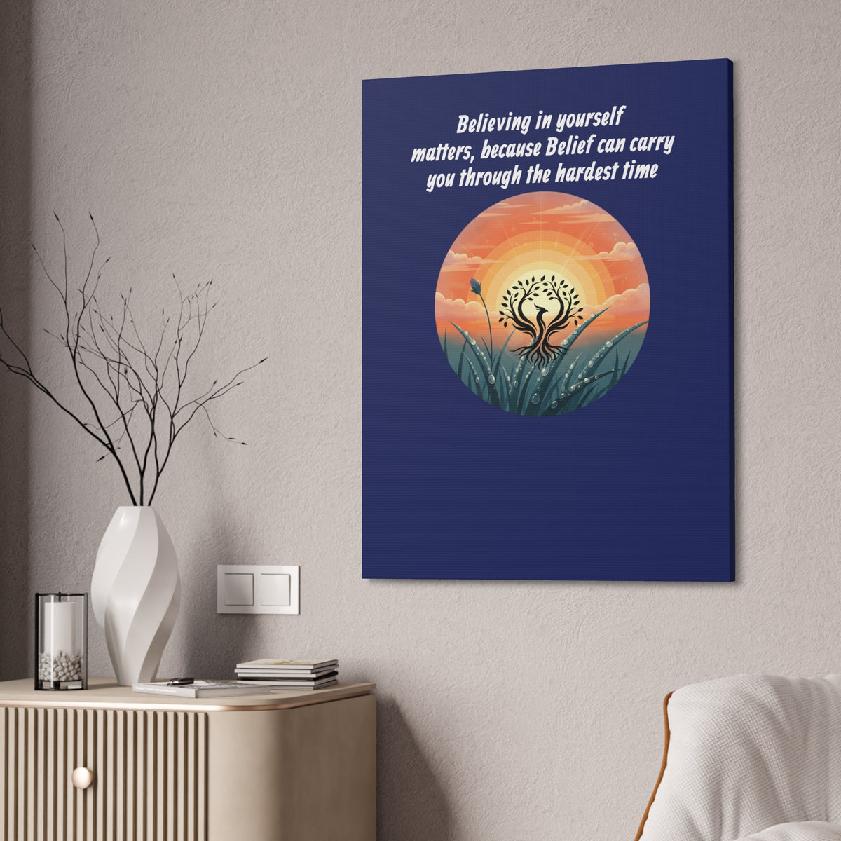 Inspirational Phoenix Sunrise Canvas Stretched 1.5" | Motivational Quote Wall Art