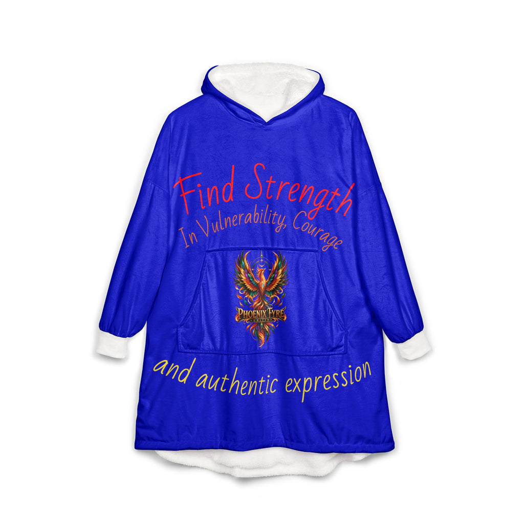 hooded blanket (JH) | blue fall leaves, inspirational text