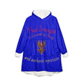 hooded blanket (JH) | blue fall leaves, inspirational text