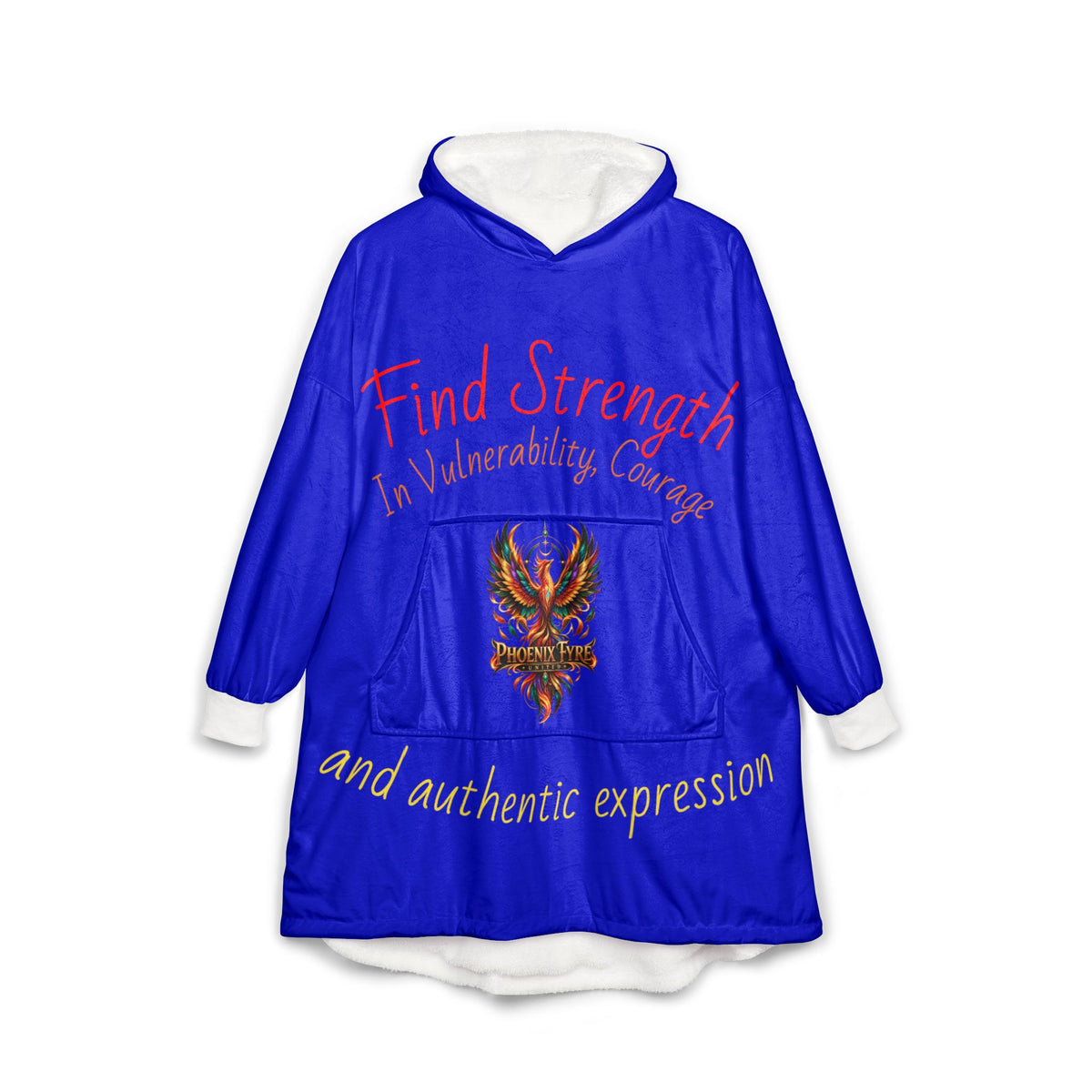 hooded blanket (JH) | blue fall leaves, inspirational text