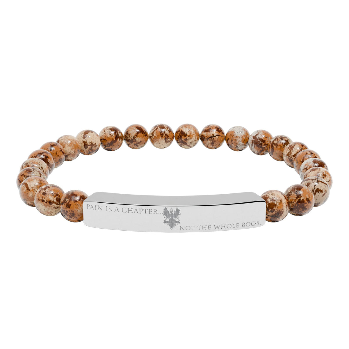 Engravable Natural Stone Bar Bracelet (JH) | Stretch Bead Bracelet