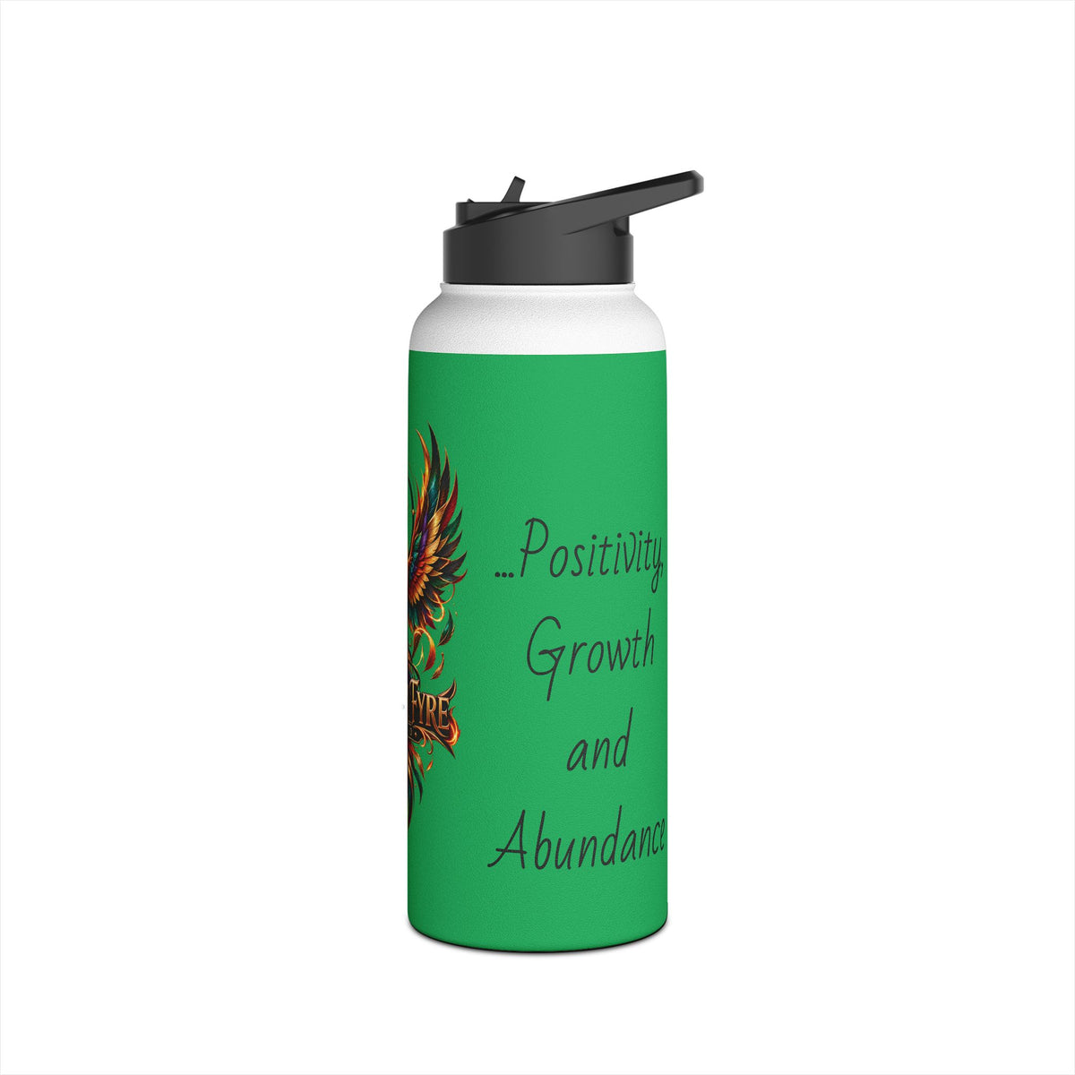 Green Phoenix Fyre United Crest Stainless Steel Water Bottle | Inspirational Script