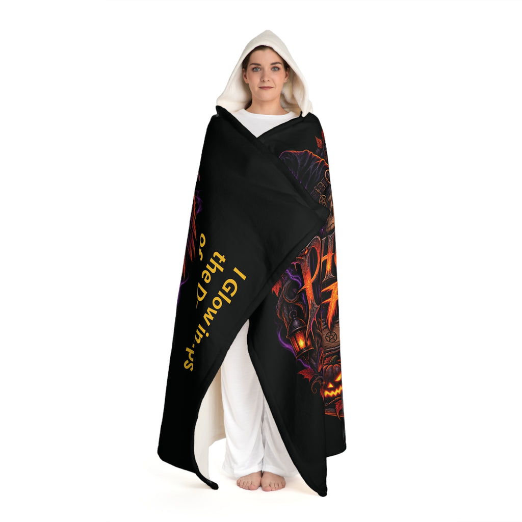 Hooded "I glow in the darkness of my hardships" Sherpa Fleece Blanket