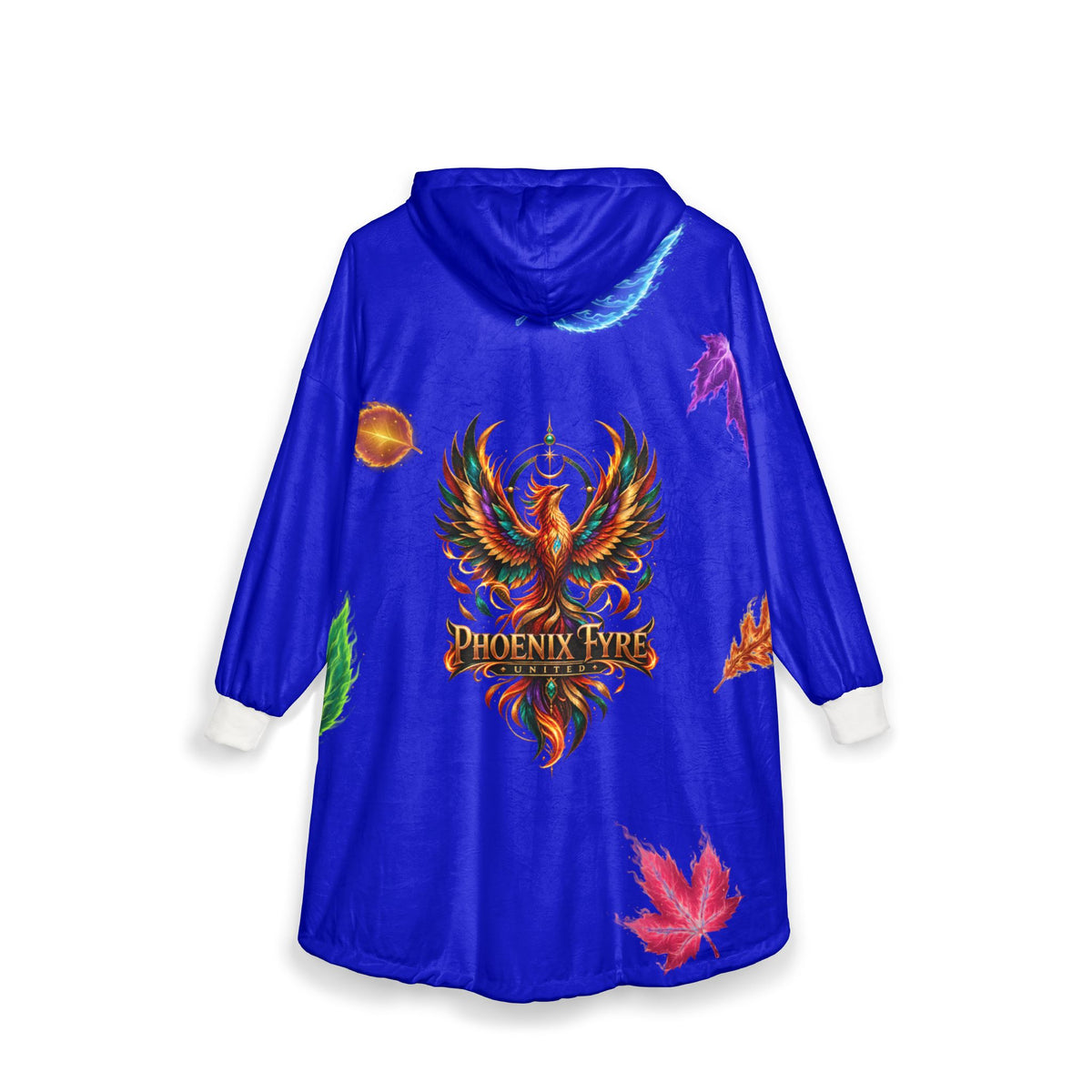 hooded blanket (JH) | blue fall leaves, inspirational text