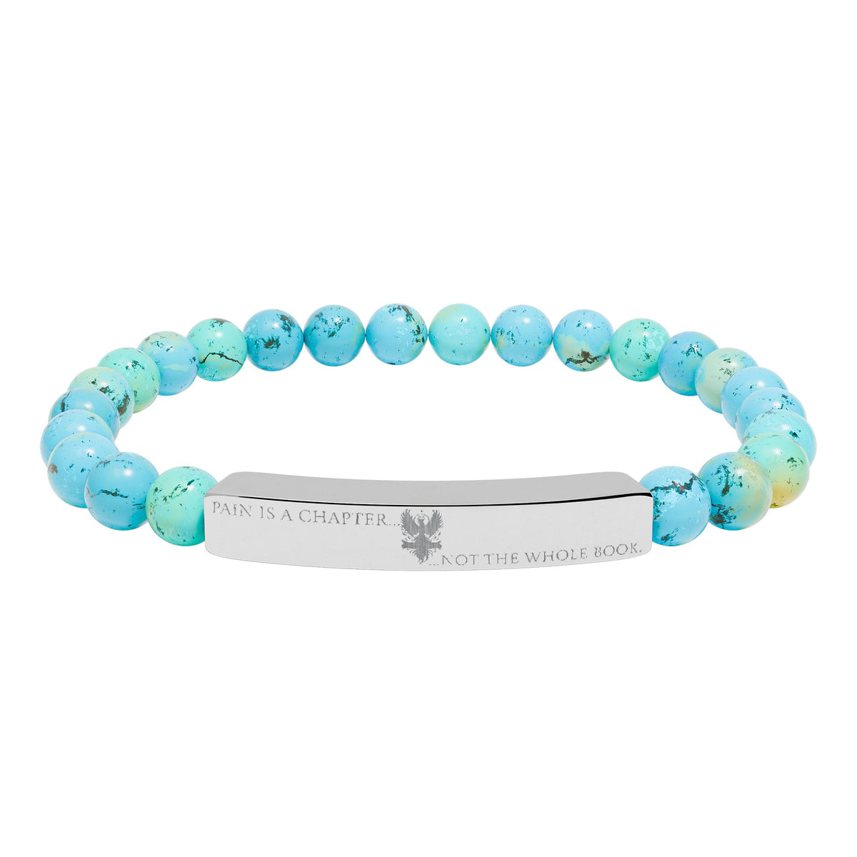 Engravable Natural Stone Bar Bracelet (JH) | Stretch Bead Bracelet