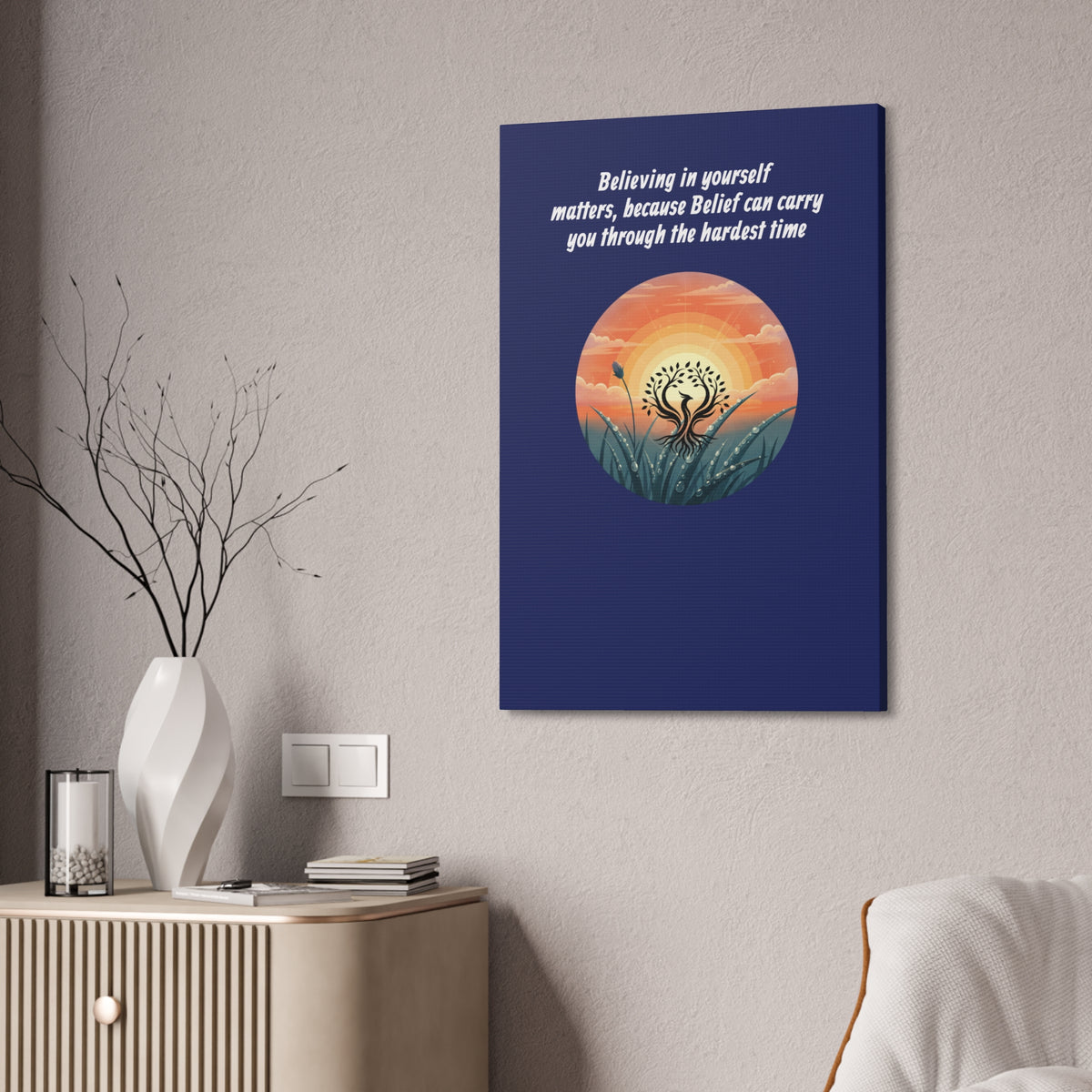 Inspirational Phoenix Sunrise Canvas Stretched 1.5" | Motivational Quote Wall Art