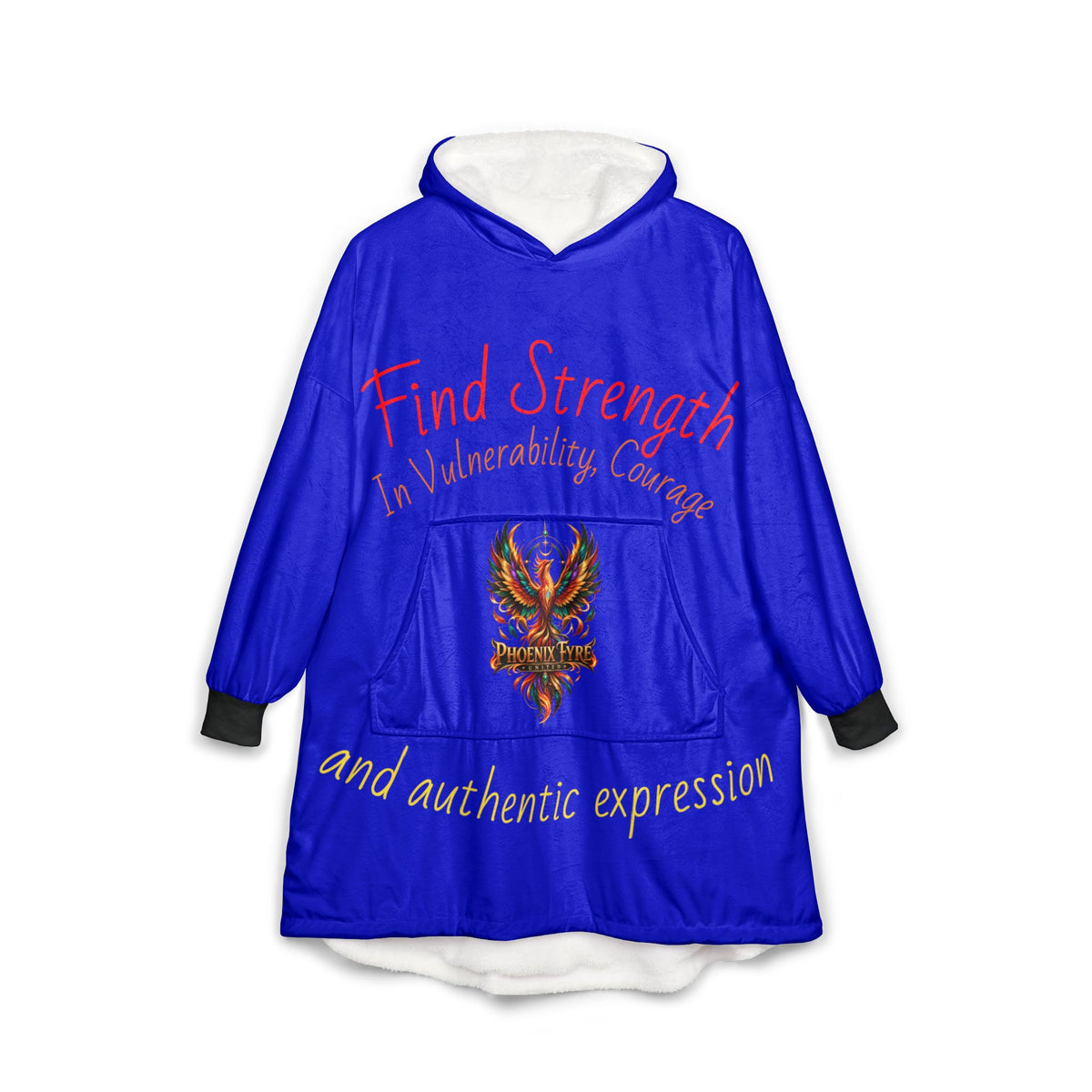 hooded blanket (JH) | blue fall leaves, inspirational text