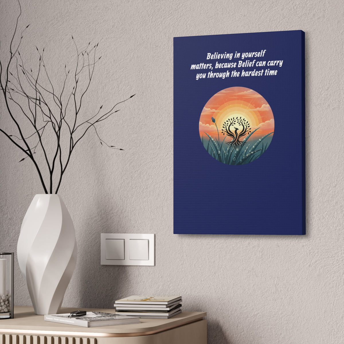 Inspirational Phoenix Sunrise Canvas Stretched 1.5" | Motivational Quote Wall Art