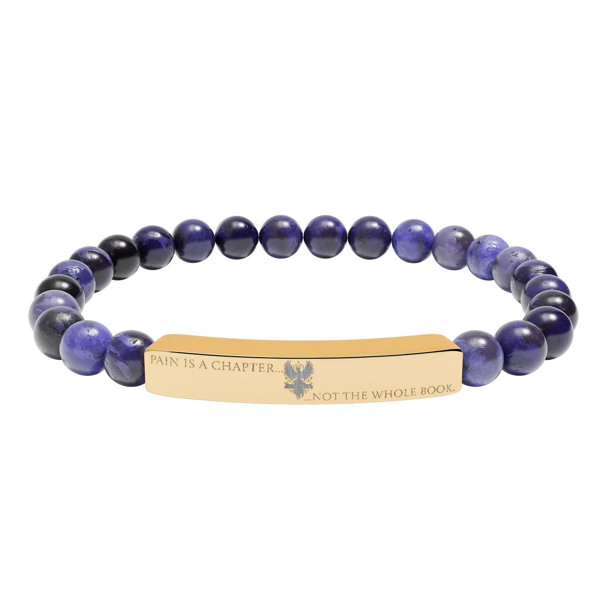 Engravable Natural Stone Bar Bracelet (JH) | Stretch Bead Bracelet