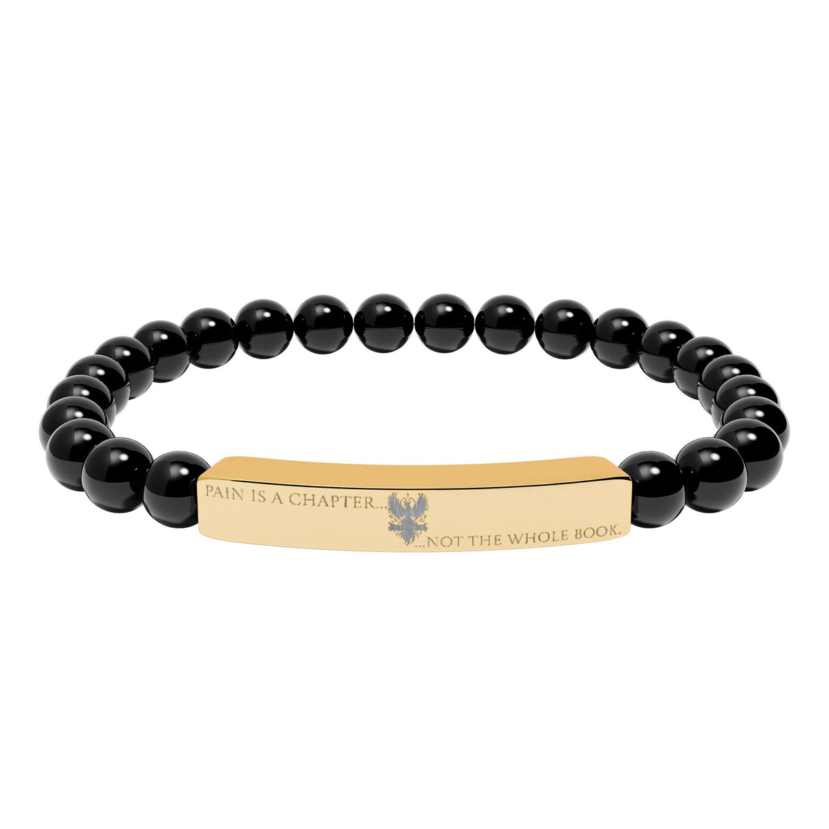 Engravable Natural Stone Bar Bracelet (JH) | Stretch Bead Bracelet