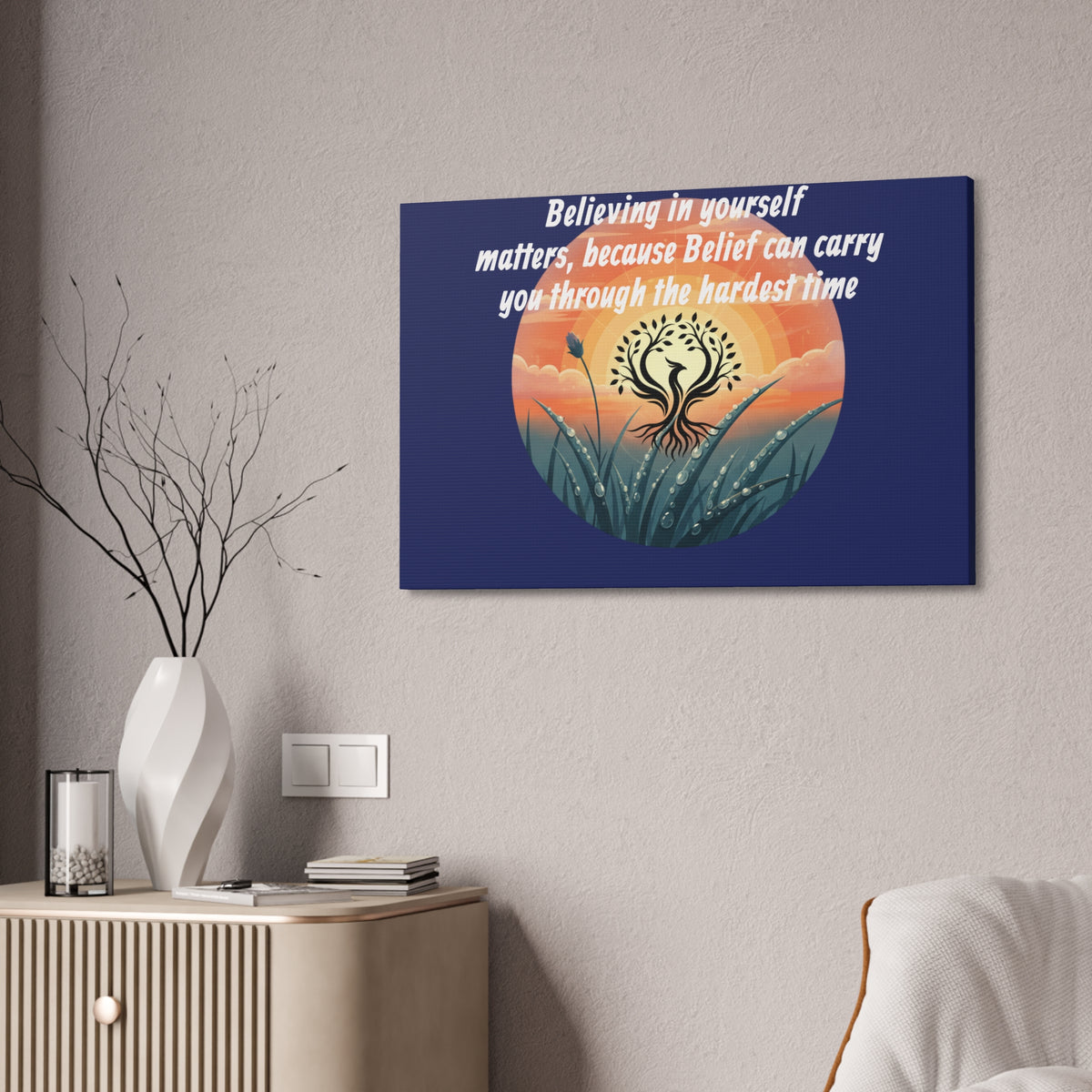 Inspirational Phoenix Sunrise Canvas Stretched 1.5" | Motivational Quote Wall Art