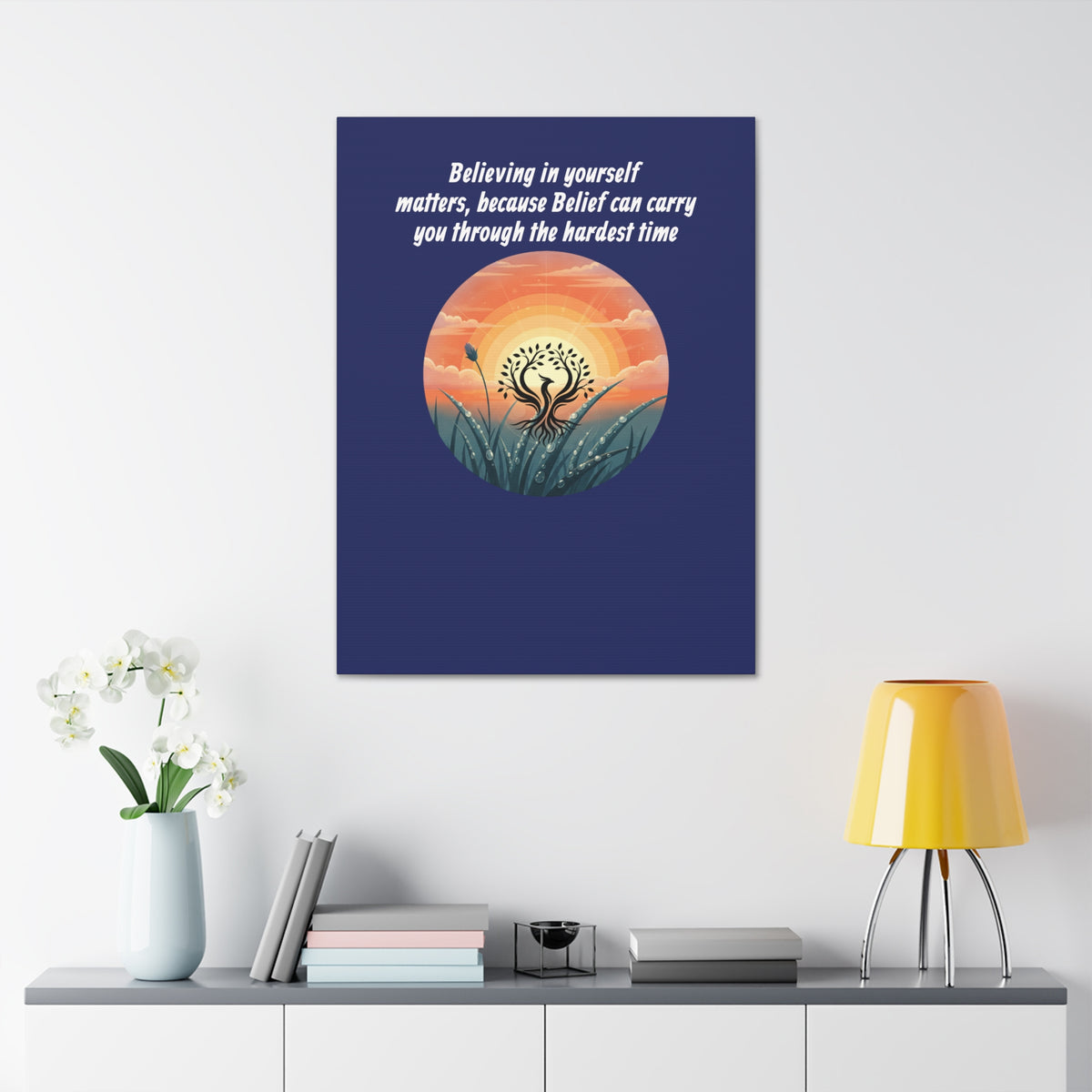 Inspirational Phoenix Sunrise Canvas Stretched 1.5" | Motivational Quote Wall Art