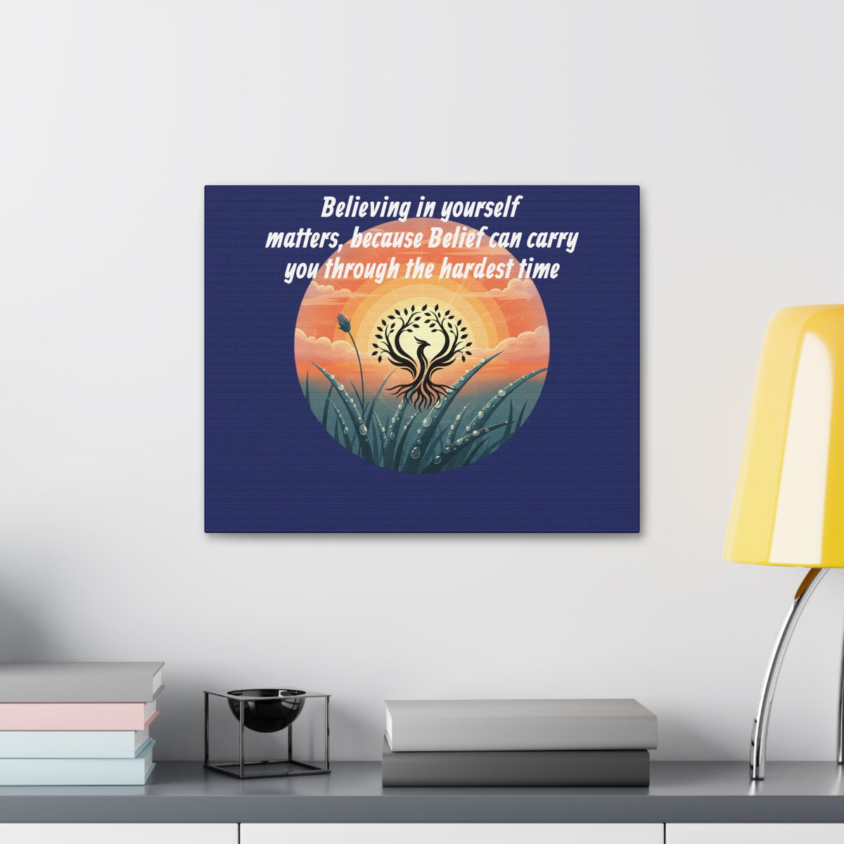 Inspirational Phoenix Sunrise Canvas Stretched 1.5" | Motivational Quote Wall Art